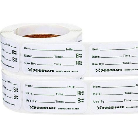 2 rolls of 300 packs of self-adhesive food labels, refrigerator labels, date labels, soluble food labels for catering (1/5)