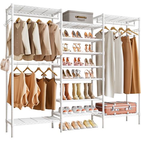 Porte-vêtements avec étagères réglables en hauteur et étagère à chaussures (1/5)