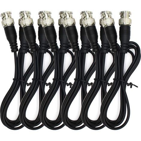 Lot de 6 câbles de démarrage BNC mâle vers BNC mâle avec connecteur noir pour CCTV DVR vers système TV 1 m (1/5)