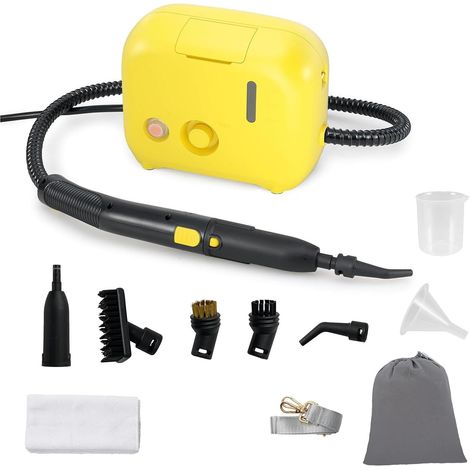 COSTWAY Nettoyeur Vapeur Portatif 1500W avec 11 Accessoires, Balai Vapeur Durée d'Utilisation Illimitée Réservoir d'Eau 1 L, Nettoyant Vapeur pour Sol Canapé Vitre Plancher Tapis Rideaux (Jaune) (1/5)