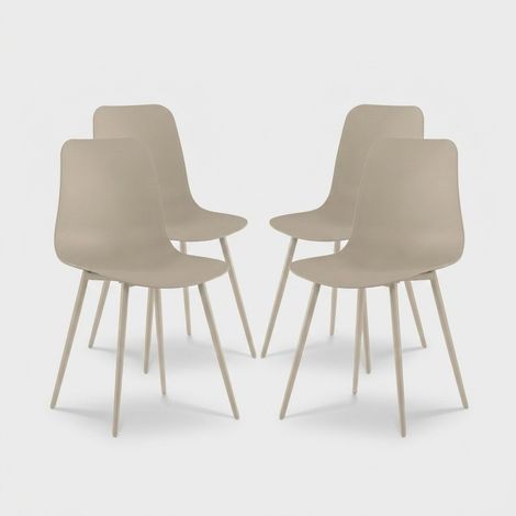 Set de 4 sillas de polipropileno para cocina y salón Wave - Beige (1/5)