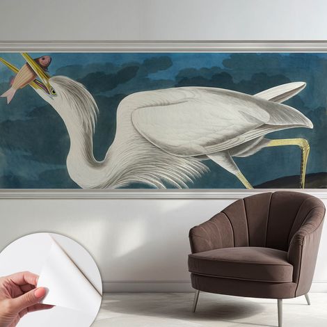 Tapete Selbstklebend - abwaschbar - trendige Wanddeko - elegant Fototapete Vogel mit Fisch 250x104 cm (1/5)