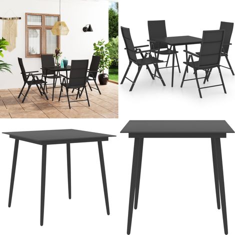 Ensemble à manger de jardin 5 pcs noir - Ensemble Salon De Jardin - Meuble De Jardin - Table Et Chaises - Table Basse - Set Repas Extérieur - Home & Living (1/5)