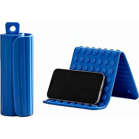 Support de téléphone pliable flexible réglable multi-angle pliable support de tablette support de support en silicone avec mousqueton pour bureau, écran d'ordinateur, bord bord de voyage, sac à dos de (1/5)