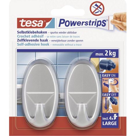 Crochet tesa Powerstrips® large oval tesa 58063-00000-20 chrome (mat) 2 pc(s) Y445561 (1/2)