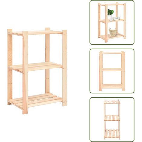 The Living Store Scaffale a 3 Livelli 60x38x90 cm in Massello di Pino 150 kg - Scaffale a 3 livelli