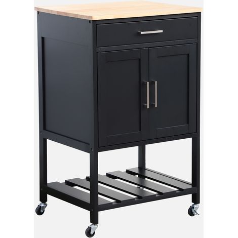 Carro de cocina con encimera de madera de pino (1/5)