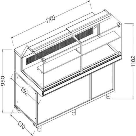 Comptoir vitrine neutre boulangerie en et GN vitre basse - Diamond