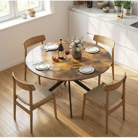Tavolo rotondo Ø 120 cm per 4 persone, stile industriale, marrone rustico, HAVRYA (1/5)
