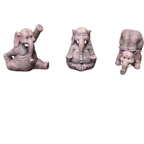 3-teiliges Set Yoga-Elefantenskulpturen aus Kunstharz, Elefantenstatuen, Schreibtischdekoration, ästhetische Wohnaccessoires (1/5)