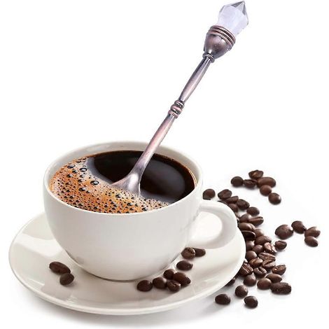 Cuillère à café rétro style court en alliage de zinc rouge avec tête en forme de diamant incrustée pour remuer les boissons, 11,4 cm (1/3)