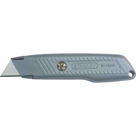 STANLEY Cuchillo de Hoja Retráctil, Robusto Estuche de Zinc, Sistema Interlock, Almacenaje de Hojas en el Mango, Incluye 3 Cuchillas de Repuesto, 0-10-299