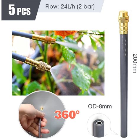 (5 buses de diamètre intérieur 8 mm) Raccord rapide pour tuyau d'arrosage OD-8 mm, raccords pour tube PE 5/16" pour tuyau 5/8 mm, système d'irrigation de jardin, té, coude, bouchon, buse (1/5)
