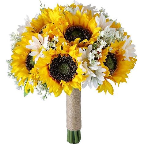 Bouquet de mariée artificiel de tournesols romantique fait main (1/5)