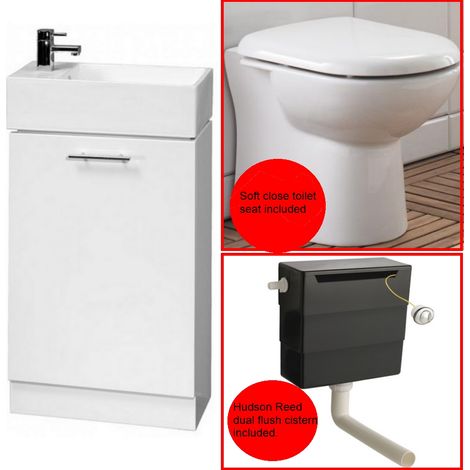 Nuie Mayford Floor Standing 1-Door Vanity Unit with Basin 480mm Wide - Gloss White (1/5)