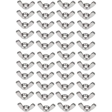 50 x 304 jeu d'écrous à oreilles en acier inoxydable M6 (1/4 pouce) écrou papillon matériel de fixation à torsion à la main (1/4)
