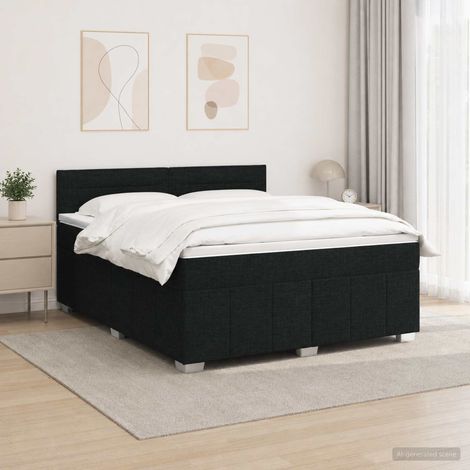 vidaXL Cama de muelles con LED y colchón Negro 140 x 200 cm Tela (1/5)