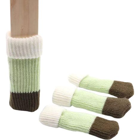Juego de 8 protectores de fieltro tejido para patas de sillas, aptos para muebles y mesas, y que protegen los suelos. (Verde) (1/5)