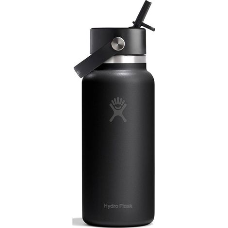 Botella Hydro Flask de 946 ml con pajita flexible ancha (32 oz) - negra (1/5)