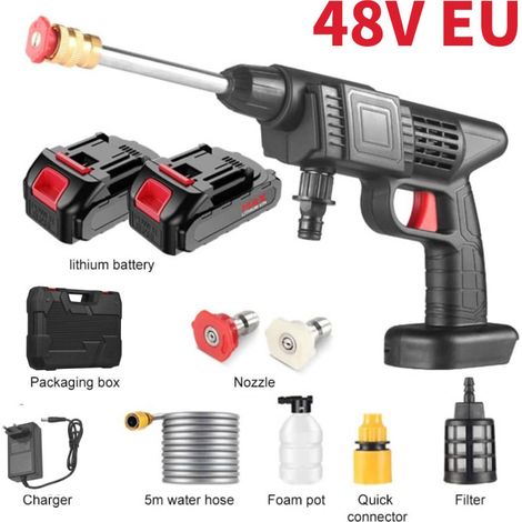 Nettoyeur haute pression sans fil 300 W, lavage de voiture haute pression 30 bars, batterie 8000 mAh, pulvérisateur de mousse, outil de nettoyage auto 48 VF (1/5)