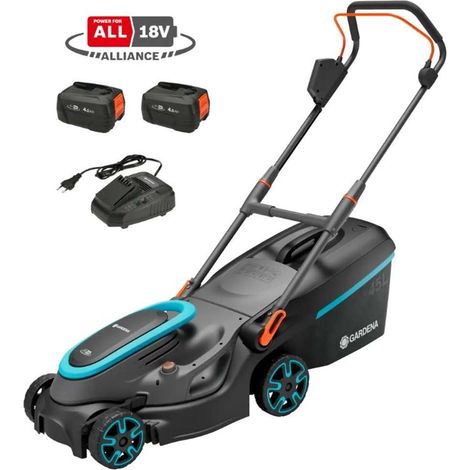 Gardena - 18V Akku-Rasenmäher PowerMax 37/36V P4A, Schnittbreite 37 cm, 2x Li-Ion 4,0 Ah Akku, Ladegerät 14638-20