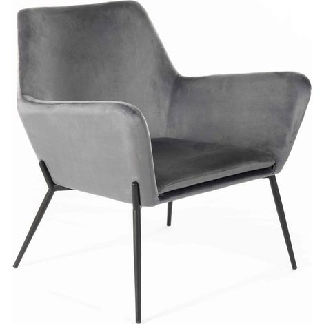 Poltrona 71,5x54xH70 cm in Velluto Gin Antracite e Nero (1/5)