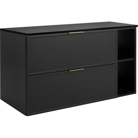 Mobiletto da bagno, Grigio Scuro, maniglia oro, 100 (80 + 20) x 46 x 57 cm (1/5)