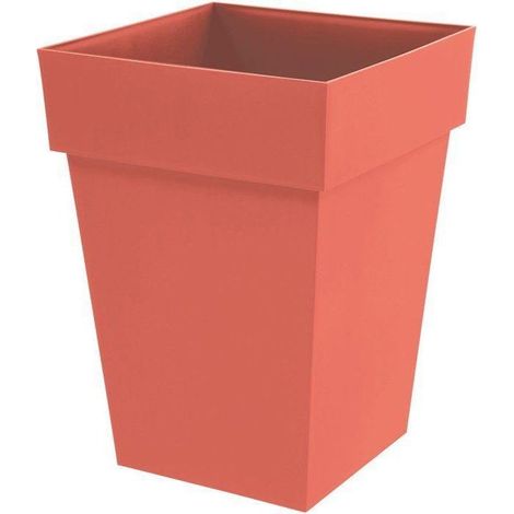Pot de fleur mi-haut Carré - EDA - Toscane - 40 cm - 51 L - 39 x 39 x H. 53 cm - Orange Terre Battue