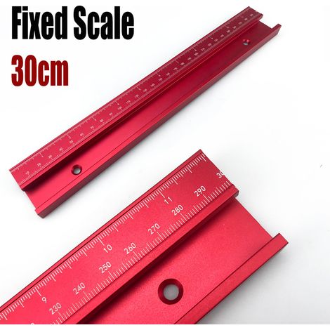 Règle modifiée avec bande graduée et curseur, outil de travail du bois avec bande graduée, rouge 30CM, T45, règle avec bande graduée et curseur. (1/5)
