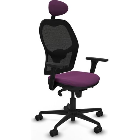 Jorquera sincro malla negra similpiel morado brazos 3D base nailon cabecero fijo ruedas 65mm nailon (1/5)