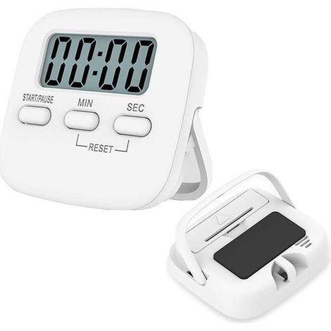 (Weißer) Küchentimer – Digital – Weiß – Magnetische Rückseite – Multifunktional – 6,4 x 5,7 cm (1/4)