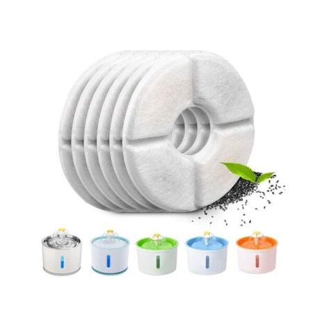 Filtre automatique pour fontaine à eau pour chats avec résine et charbon actif, filtre de rechange pour chats et chiens (rond) (1/4)