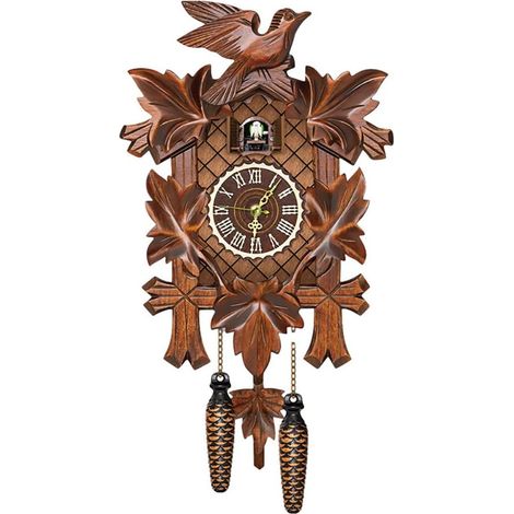 1 horloge murale coucou, fonction de sonnerie, pendule, bois, salon chambre bureau (1/5)