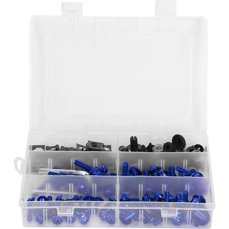 Motorcycle fairing bolt kit, 173 pieces, body screws, nuts, motorcycle hardware, blue. (1/4)