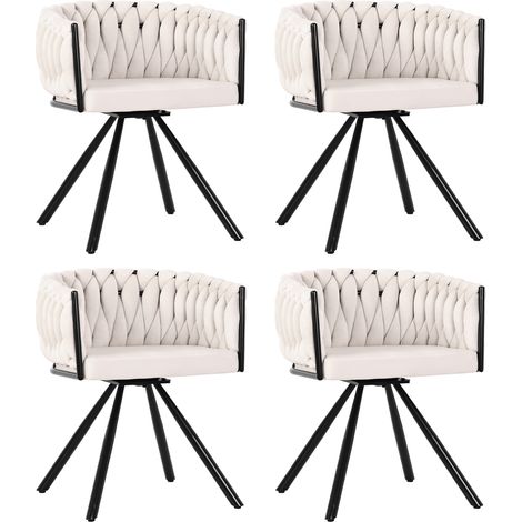 Set di 6 sedie da pranzo girevoli in velluto beige con gambe in metallo MODENUIT (1/5)