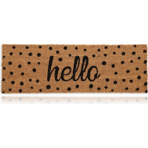 Relaxdays Zerbino Ingresso Casa, 75 x 25 cm, con Scritta, Tappeto per Interni e Esterni, in Fibra di Cocco, Marrone Nero (1/5)