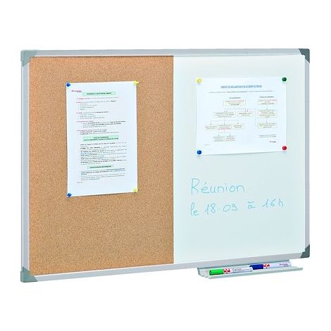 Tableau bivalent cadre aluminium - 120 x 90 cm