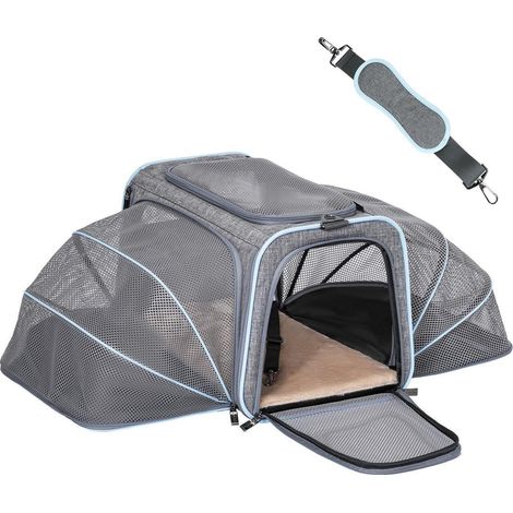 Sac de transport pliable et extensible pour chat et chien, gris, M (1/5)