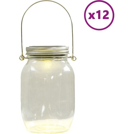 12 pcs Lampe solaire en verre d'extérieur blanc chaud CFW73004 (1/5)