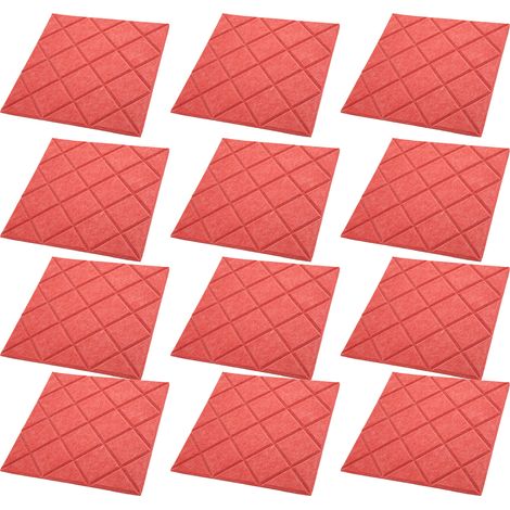 Lot de 12 panneaux acoustiques autocollants rouges pour l'absorption et l'insonorisation au bureau (1/5)