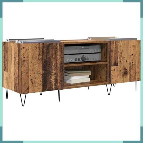 881789 Meuble à vinyles avec étagère Bois Ancien 121 x 38 x 48 cm (1/5)
