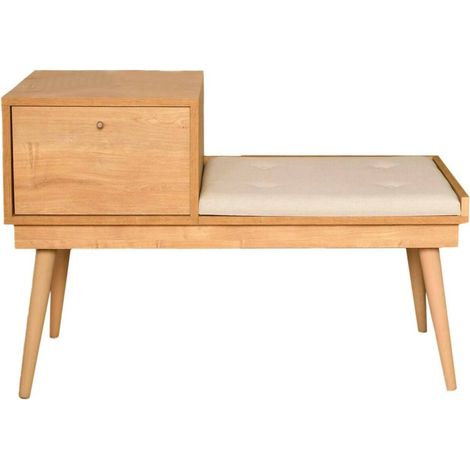 Dmora - Panchina da esterno Aeliana, Panca da giardino, Seduta outdoor multi posizione, Sedia in plastica da balcone, 40x105h45 cm, Quercia e Crema, con imballo rinforzato, con imballo rinforzato (1/5)