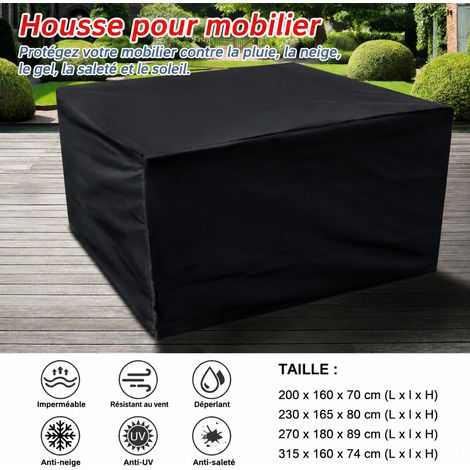 Housse de protection pour meuble de jardin en tissu enduit Oxford noir noir 33 × 25 × 2 cm 500 g – Livraison gratuite (1/5)