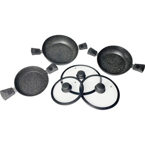255028 Juego de cacerolas 17 piezas 20-24-28 cm DGBAVARIA NEGRO asas extraíbles