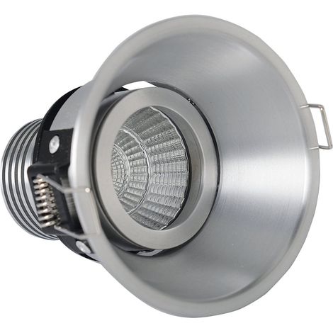 Spot LED encastrable pour pièces humides en métal couleur aluminium 6W blanc chaud Ø 9,4 cm - PANGIVO (1/5)