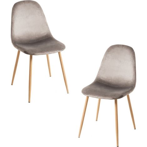 Packs Sillas Comedor - Pack 2 Sillas Teok Terciopelo - Gris (1/5)