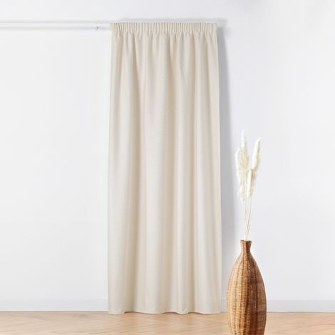 Rideau Thermique à Galon Fronceur - Effet Bouclette Ecru 140x260 cm (1/2)