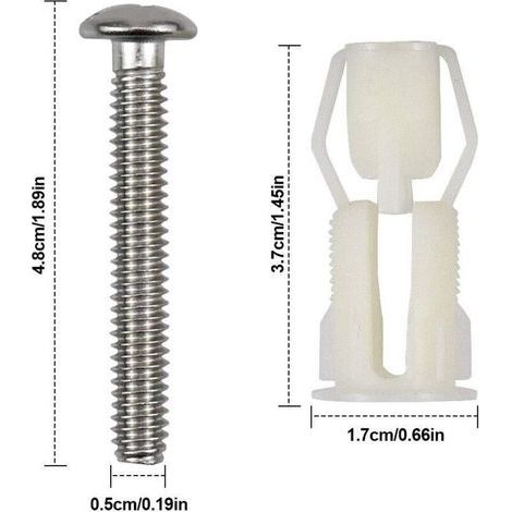 2 Pièces Vis d’Expansion pour Fixation de Couvercle et Abattant de WC – Kit de Remplacement pour Lunette de Toilette (1/3)