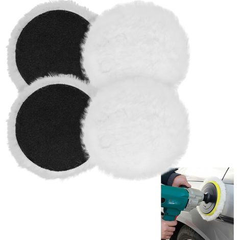 4 Pièces Disque Polissage 125mm,Système à scratch pour Bosch Ponceuses Orbitales Pour Voiture,Phares,Bateau,Bois,Sols En Liège,Usage Pro,polissage rapide,Tampon Polissage En Laine D'Agneau (1/5)