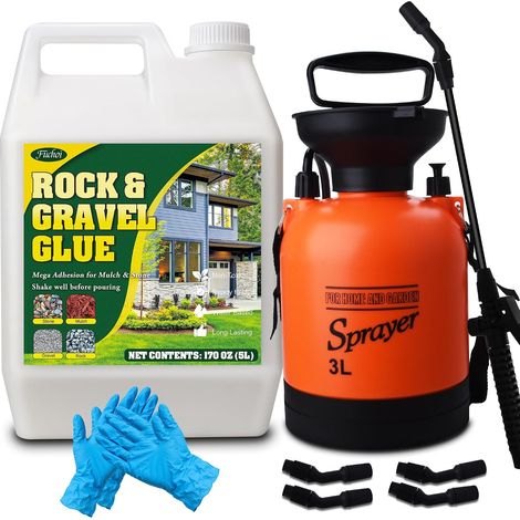 5L Colle de Paillis avec Pulvérisateur - Stabilisant de Gravier à Séchage Rapide, Non Toxique et Durable pour Gravier de Pois, Galets, Écorces et Bois - Liant Extérieur pour Paysage (1/5)